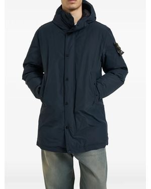 Stone Island Manteau À Patch Compass Et Capuche - Blue