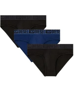 DIESEL Logo-Waistband Cotton Briefs (Set Of Three) - Blue