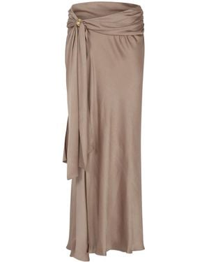 Blumarine Ring-Detail Maxi Skirt - Brown