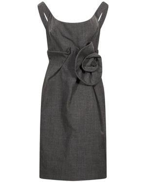 Magda Butrym 3D Floral-Appliqué Draped Midi Dress - Black