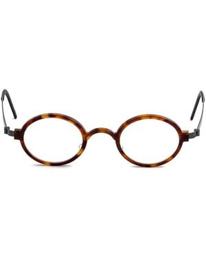 Lindberg Tortoiseshell-Effect Round-Frame Glasses - Brown