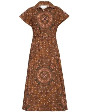 Cara Cara Sawyer Bandana-Print Midi Dress - Brown