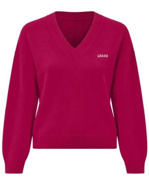 Liu Jo Pull À Logo Strassé - Red