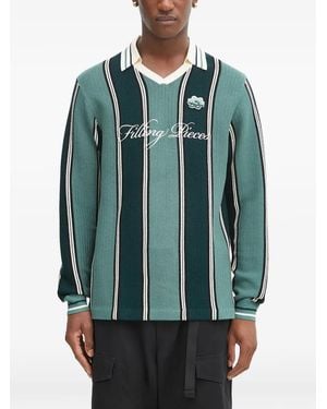 Filling Pieces Football Jersey Striped Sweatshirt - Green