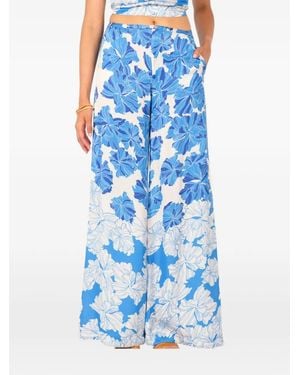 Poupette Clea Floral-Print Palazzo Trousers - Blue