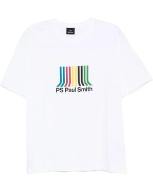 Paul Smith Stripe-Print Organic Cotton T-Shirt - White
