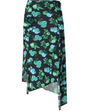 Coperni Floral-Print Asymmetric Skirt - Green