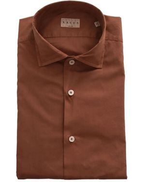Xacus Button-Down Cotton Shirt - Brown