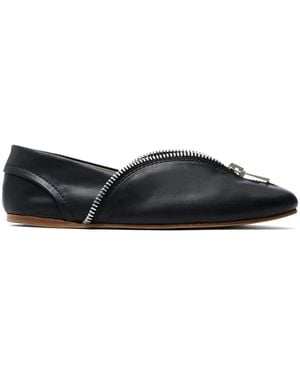 JW Anderson Zip-Detail Leather Ballerina Flats - Black