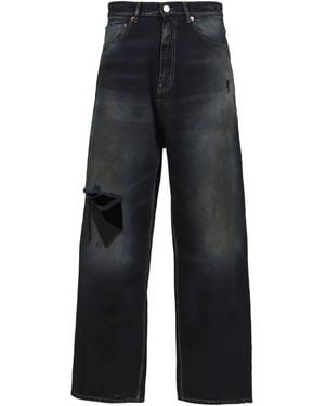 Vetements Distressed Wide-Leg Trousers - Blue