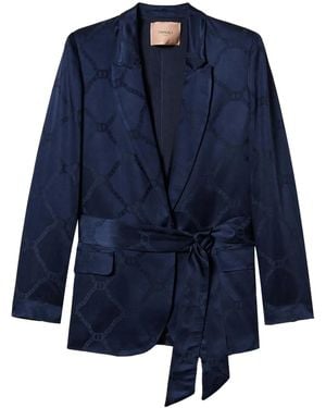 Twinset Logo-Jacquard Blazer - Blue