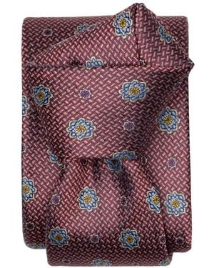 Elizabetta Deruta Floral-Jacquard Silk Tie - Purple