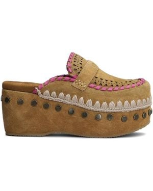 Mou 60Mm Suede Clogs - Brown