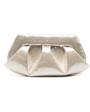 THEMOIRÈ Bios Lurex-Finish Ruched Clutch Bag - Natural