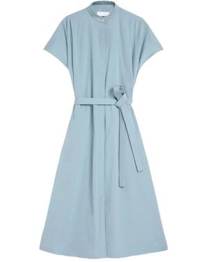 Jil Sander Poplin Belted Cotton Dress - Blue