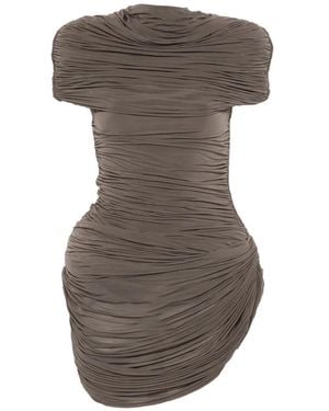 Magda Butrym High-Neck Draped Mini Dress - Grey