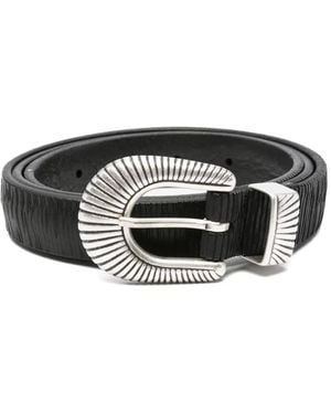 Orciani Textured leather sunray buckle belt - Negro