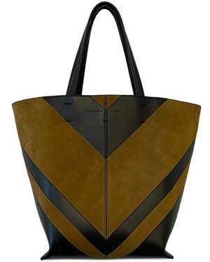 Phoebe Philo Cabas Suède Shopper Met Chevron Streep - Groen