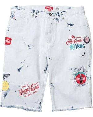 Staple X Coca-Cola Patch-Detail Denim Shorts - Blue