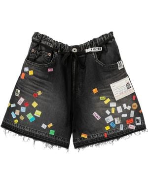 Maison Mihara Yasuhiro Short À Bords Francs Et Détail De Patch - Black