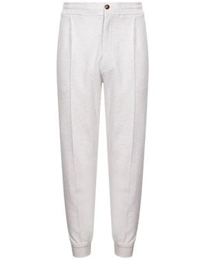 Brunello Cucinelli Pantalones De Doble Tela De Felpa Francesa De Algodón Techno - Blanco