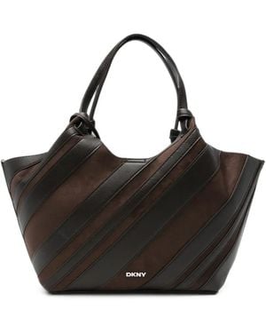 DKNY Mittelgroßer Paula Tote Bag Mit Diagonalen Streifen - Schwarz