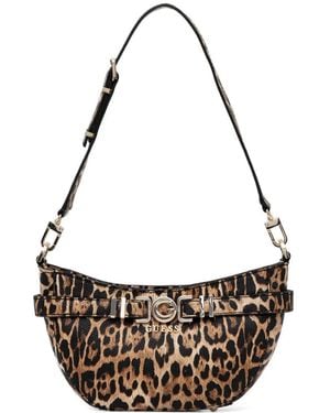 Guess Cirene Leopard-Print Buckle-Detail Tote Bag - White