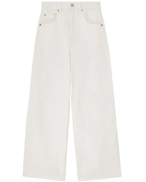 Ganni Lace-trim Straight-leg Jeans - White