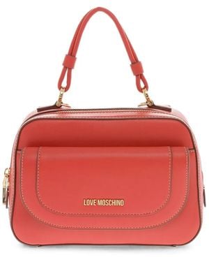 Love Moschino Logo-Plaque Top-Handle Tote Bag - Rouge