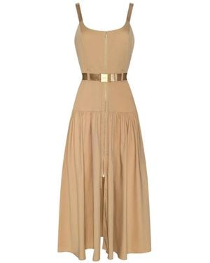 L'Agence Rima Belted Zip-Up Dress - Natural