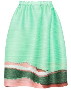 Pleats Please Issey Miyake Jupe Mi-Longue À Imprimé Grainy Color - Vert