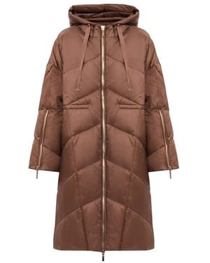Twinset Quilted Hooded Coat - Brown