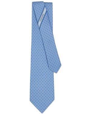 Ferragamo Corbata Con Estampado Gancini - Azul