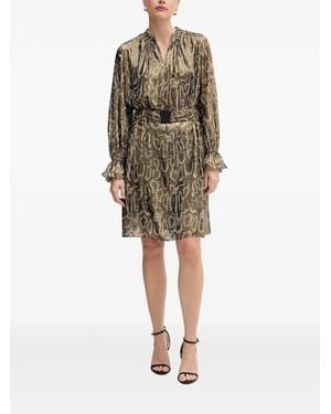 MARC AUREL Snake-Print Belted Mini Dress - Natural