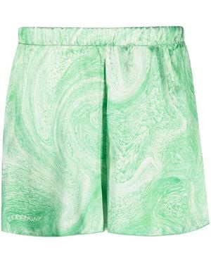 Opening Ceremony Marble-Print Shiny Shorts - Green