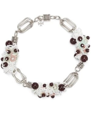 Tory Burch Large Runway Beaded Necklace - Metallic