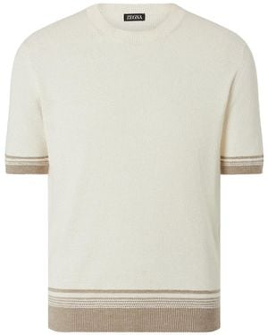 ZEGNA Silk Linen Crew-Neck Sweater - White
