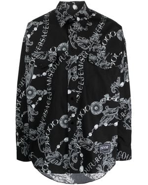 Versace Jeans Couture Chain Couture-Print Cotton Shirt - Black