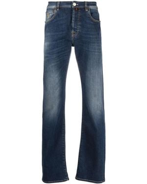 Billionaire Logo-Patch Straight-Leg Denim Jeans - Blue