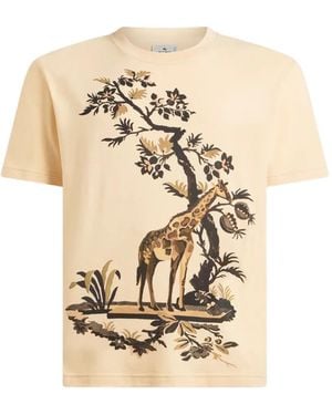 Etro Giraffe-Print T-Shirt - Natural