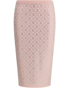 CASABLANCA Midirock mit Logo-Print - Pink