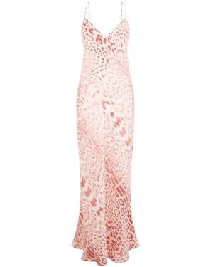 Roberto Cavalli Jaguar-Print Slip Maxi Dress - Pink