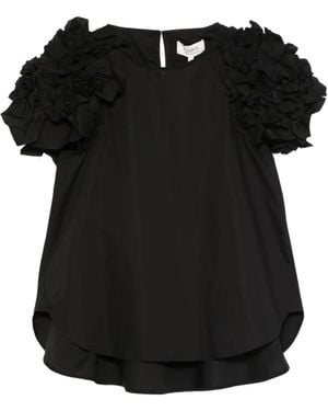 Psophia Ruffled Short-Sleeve Top - Black