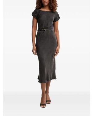 Guess Belted Cap-Sleeve Midi Dress - Black