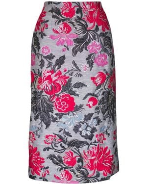 Carolina Herrera Floral-Jacquard Midi Skirt - Red