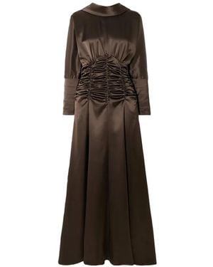 Violante Nessi Ruched-Waist Maxi Dress - Brown