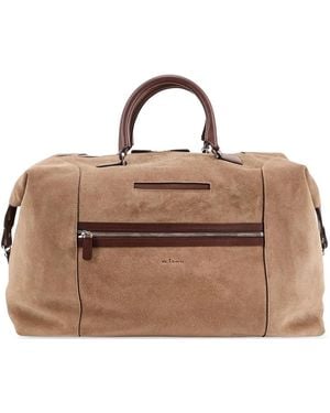 Kiton Zipped Luggage Holdall - Brown