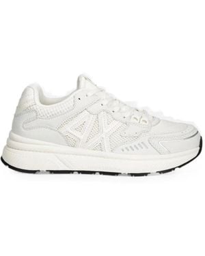 ARMANI EXCHANGE Logo-Patch Mesh Trainers - White