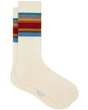 Paul Smith Ecru Cotton-Blend Signature Stripe Socks - White