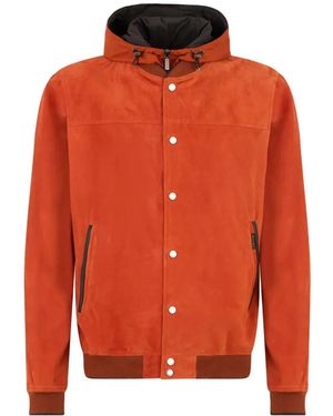 Moorer Suede Hooded Jacket - Orange